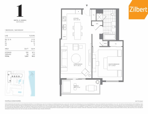 1 Hotel & Homes South Beach floorplan 1a