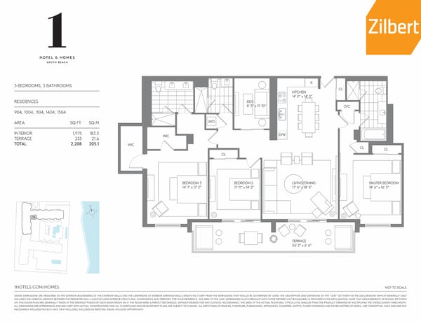 1 Hotel & Homes South Beach floorplan 3a