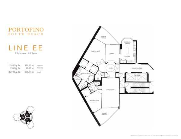 Floorplan EE, Portofino Tower unit 1504