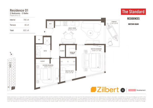 The Standard Residences Midtown floorplan 01 FL 6-11