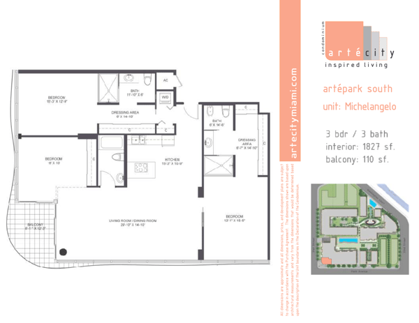 Artepark South floorplan Michelangelo
