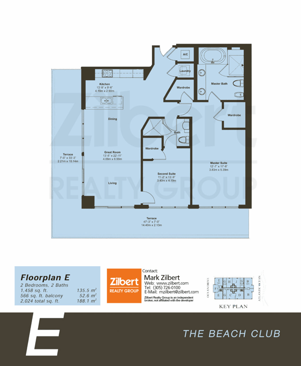 Floorplan E, Beach Club II unit 1108