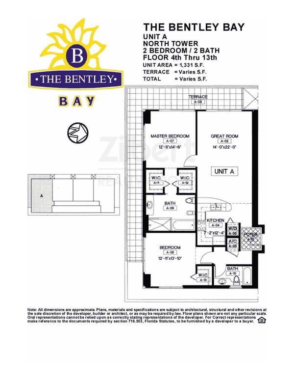 Floorplan A, Bentley Bay North unit 911