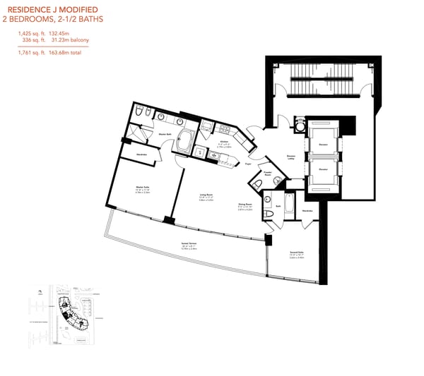 Floorplan Jm, Murano Grande unit 1704