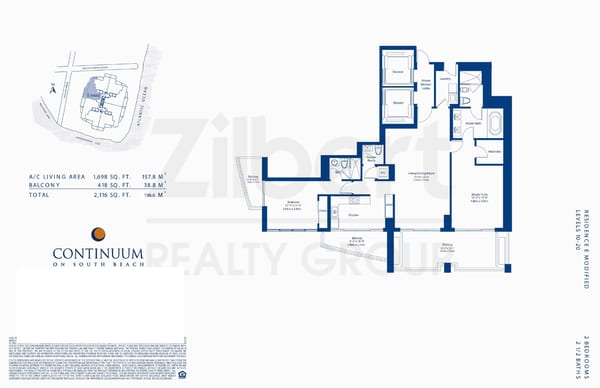 Continuum North Tower floorplan E-modified