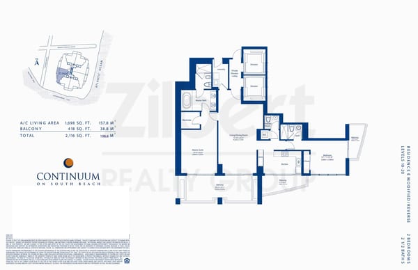 Floorplan E-modified-reversed, Continuum North Tower unit 1805