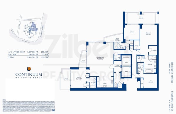 Continuum North Tower floorplan F-reversed