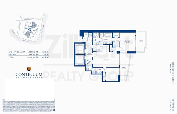 Continuum North Tower floorplan H-reversed