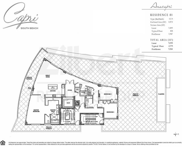 Capri South Beach - Ana Capri floorplan PH